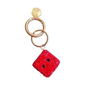 Red and Black Large Rhinestone Dice Purse Charm
